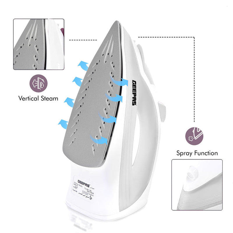 1300W Clothes Steam Iron Electric Steam Iron with 210mL Tank Ceramic Soleplate Spray Steam Function Self Clean Grey