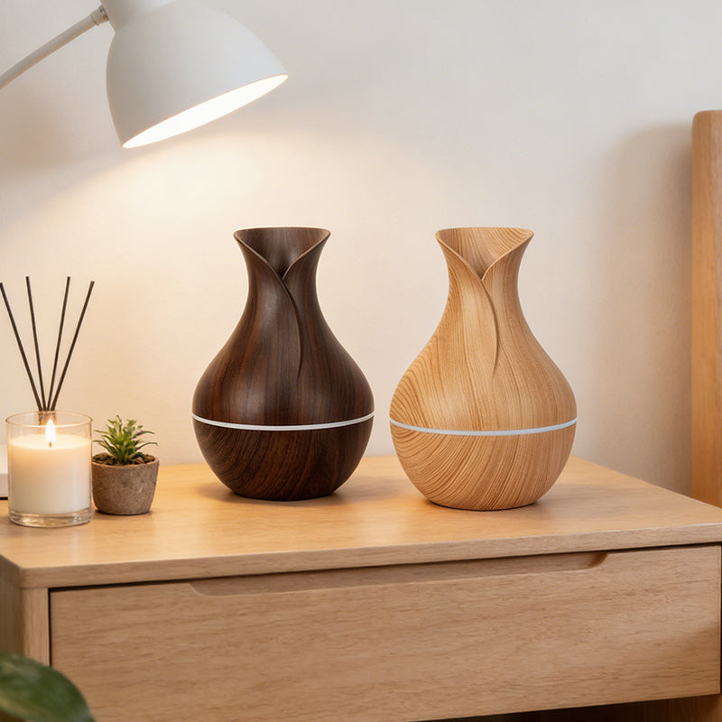 200mL Aroma Vase Mist Diffuser with Soft Light Lavender Fragrance Oil USB Aromatherapy Humidifier Random Colours